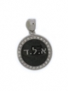 Sterling Silver Black Enamel Zirconium Pendant