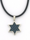Blue Waves Rubber Cord Star of David necklace