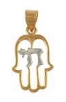 Gold Filled Two-tone Hamsa "Chai" Pendant