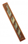 Brown Wood Mezuzah with pewter Jerusalem design