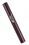 Dark Brown Wood Mezuzah with "shin"