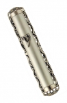 Round Mezuzah case with decorative background