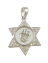 Sterling Silver Magen David with Revolving Hamsa Zirconium Pendant