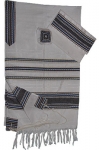 Gabrieli Silk Tallit Set - White with Blue and Gold
