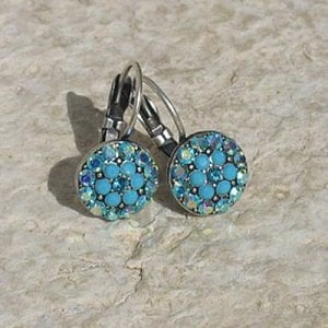 Turquoise Color Flower Earrings by Edita