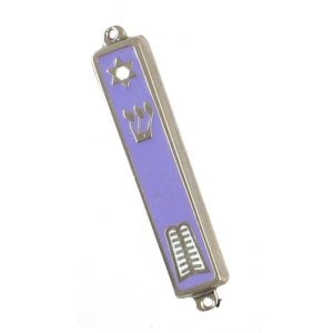 Silver Plated Mezuzah Case, Star of David and Ten Commandments Tablet  Lilac