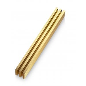 Adi Sidler Mezuzah Case with Vertical Channels Forming a Shin Letter  Gold
