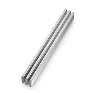 Adi Sidler Mezuzah Case with Vertical Channels Forming a Shin Letter  Silver