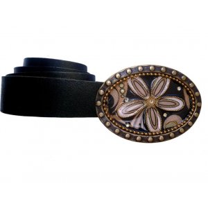 Belt with Flower Design Buckle by Iris Design