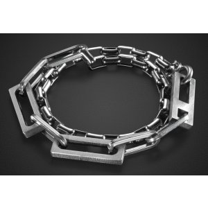 Man's Stainless Steel Bracelet  Double Chain with Various Sized Links