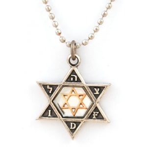 Israeli Army Star of David Bronze Pendant with Reflective Center