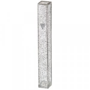 Clear Plastic Mezuzah Case, Light Silver Speckles  Option: 10 or 12 cm Scroll