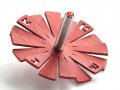 Adi Sidler Brushed Aluminum Chanukah Dreidel, Flying Petals Design - Red