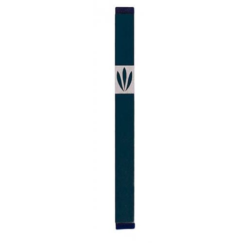 Agayof Mezuzah Case with Shin of Three Leaves, Dark Colors - 6 Inches Height