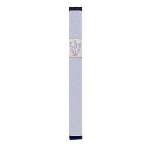 Agayof Mezuzah Case with Shin of Three Leaves, Light Colors - 4 Inches Height