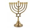 Antique Gold Classic Chanukah Menorah with Star of David, For Candles - 9 Inches
