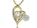 Clear Shema Star of David Heart Pendant By Nano Gold - Gold Plate