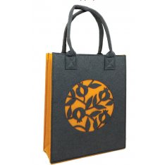 Dorit Judaica Woman's Tote Bag - Gray and Mustard Pomegranate Design