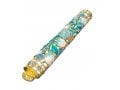 Gleaming Gold Enamel Mezuzah Case - Pomegranate and Leaf Design, Choice of Colors