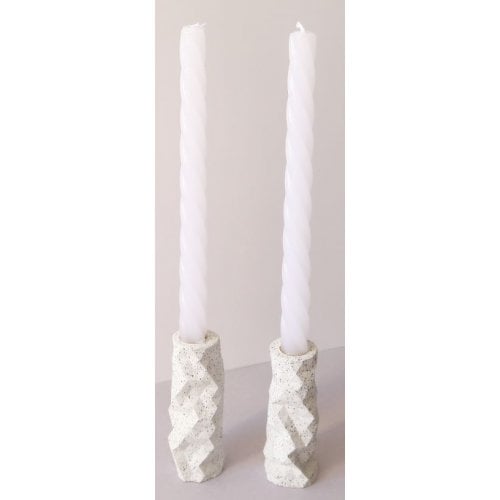 Graciela Noemi Handcrafted Origami Shabbat Candlesticks - Granite