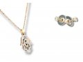 Hamsa Pendant Necklace with Stud Earrings, Rhodium  Choice of Silver or Gold