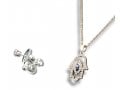 Hamsa Pendant Necklace with Stud Earrings, Rhodium  Choice of Silver or Gold