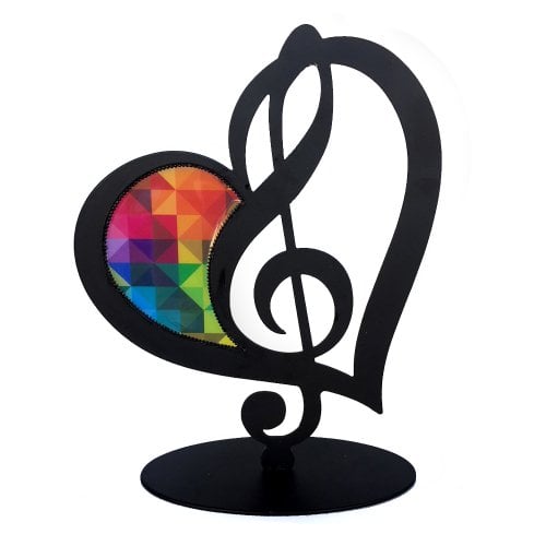 Iris Design Stand-Alone Table or Shelf Sculpture - Musical Heart and Cleff