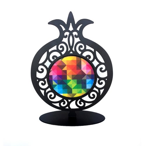 Iris Design Stand-alone Table or Shelf Sculpture - Colorful Swirling Pomegranate