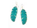 Large Turquoise Paradisaea Feather Earrings