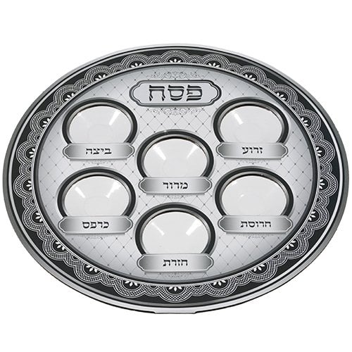 Lightweight Plastic Passover Seder Pate - Gray Design
