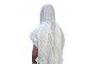Noam Acrylic Non-Slip Lightweight Tallit Prayer Shawl  Silver and White Stripes