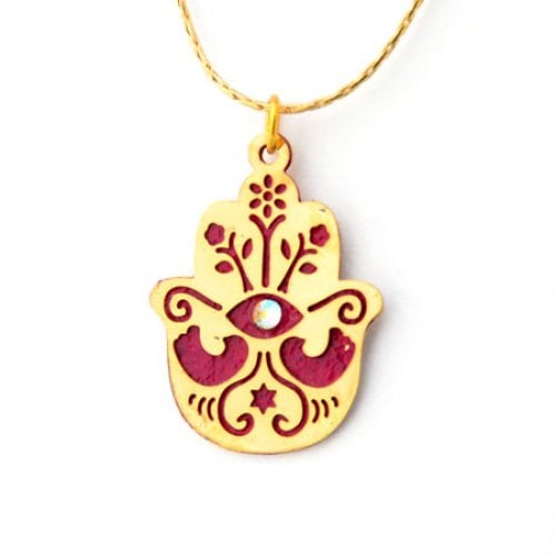 Red Hamsa Necklace to Ward off the Evil Eye by Ester Shahaf