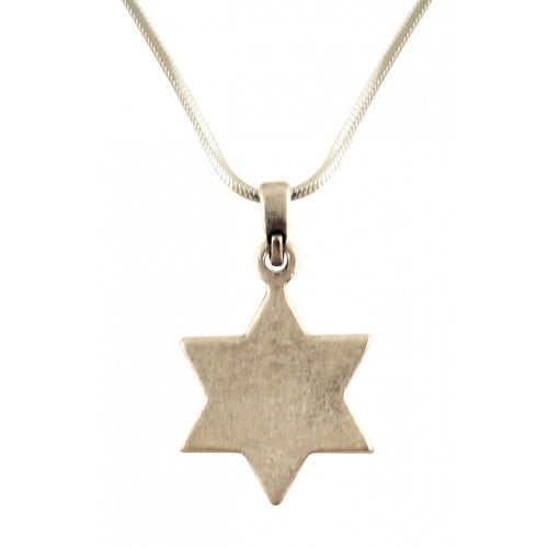 Rhodium Antique Finish Star of David Jerusalem Necklace