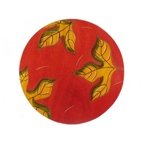 Round Placemat Red Leaves by Kakadu Art