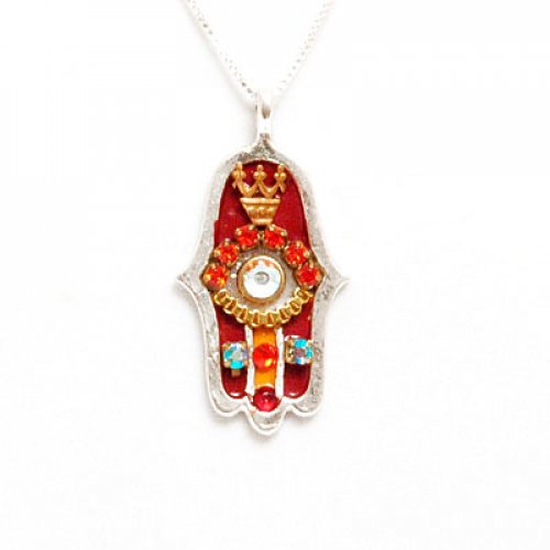 Ruby Red Hamsa Necklace by Ester Shahaf