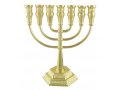 Seven-Branch Menorah with Jerusalem Images, Gold - Option: 5.3