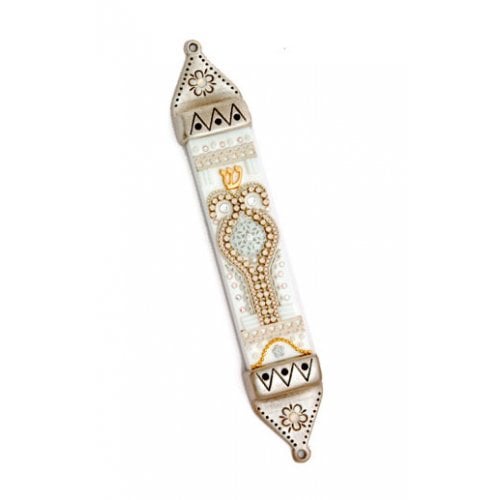Silver & Gold Pewter Mezuzah by Ester Shahaf