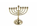 Small Antique Brass Chanukah Menorah, For Candles - 6 inches