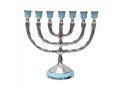 Small Gold Metal 7-Branch Menorah with 12 Tribes Symbols - Choice of Colors