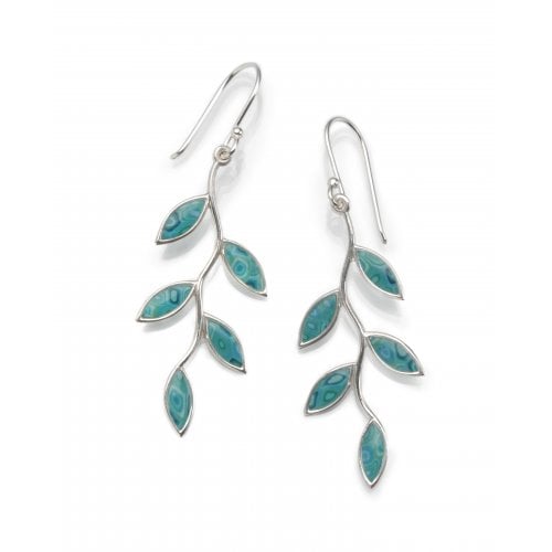 Small Olive Branch Earrings - Turquoise Color