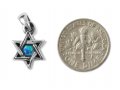 Star of David with Small Cultured Opal, 925 Sterling Silver Pendant Necklace