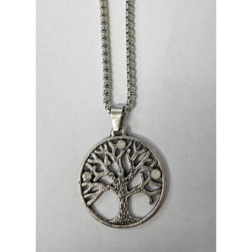 Tree of Life Necklace in Frame with Crystal Stones, Large  Stainless Steel