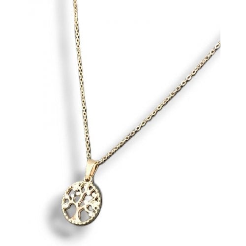 Tree of Life Pendant Necklace, Rhodium  Gold with Gleaming Crystals
