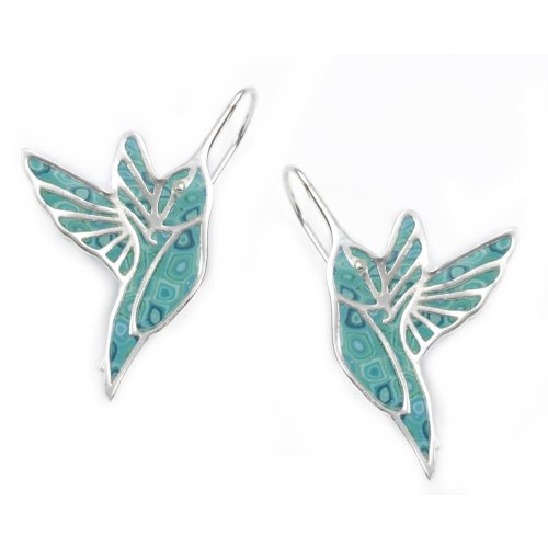 Turquoise Hummingbird Silver Earrings