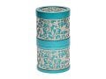 Yair Emanuel Compact Havdalah Spice Box and Candle Holder, Cutouts - Turquoise