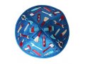 Yair Emanuel Kippah for Children  Embroidered Tools on Blue