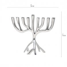 Yair Emanuel Tree of Life Aluminum Chanukah Menorah - Silver