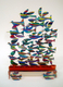 David Gerstein Birds in Flight Colorful Hanukkah Menorah Laser Cut Metal