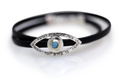Ha'Ari Leather Wrap Kabbalah Bracelet with Turquoise Stone in Silver Eye Image