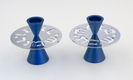 Avner Agayof Contemporary Candlesticks, Shabbat Shalom Disc - Blue